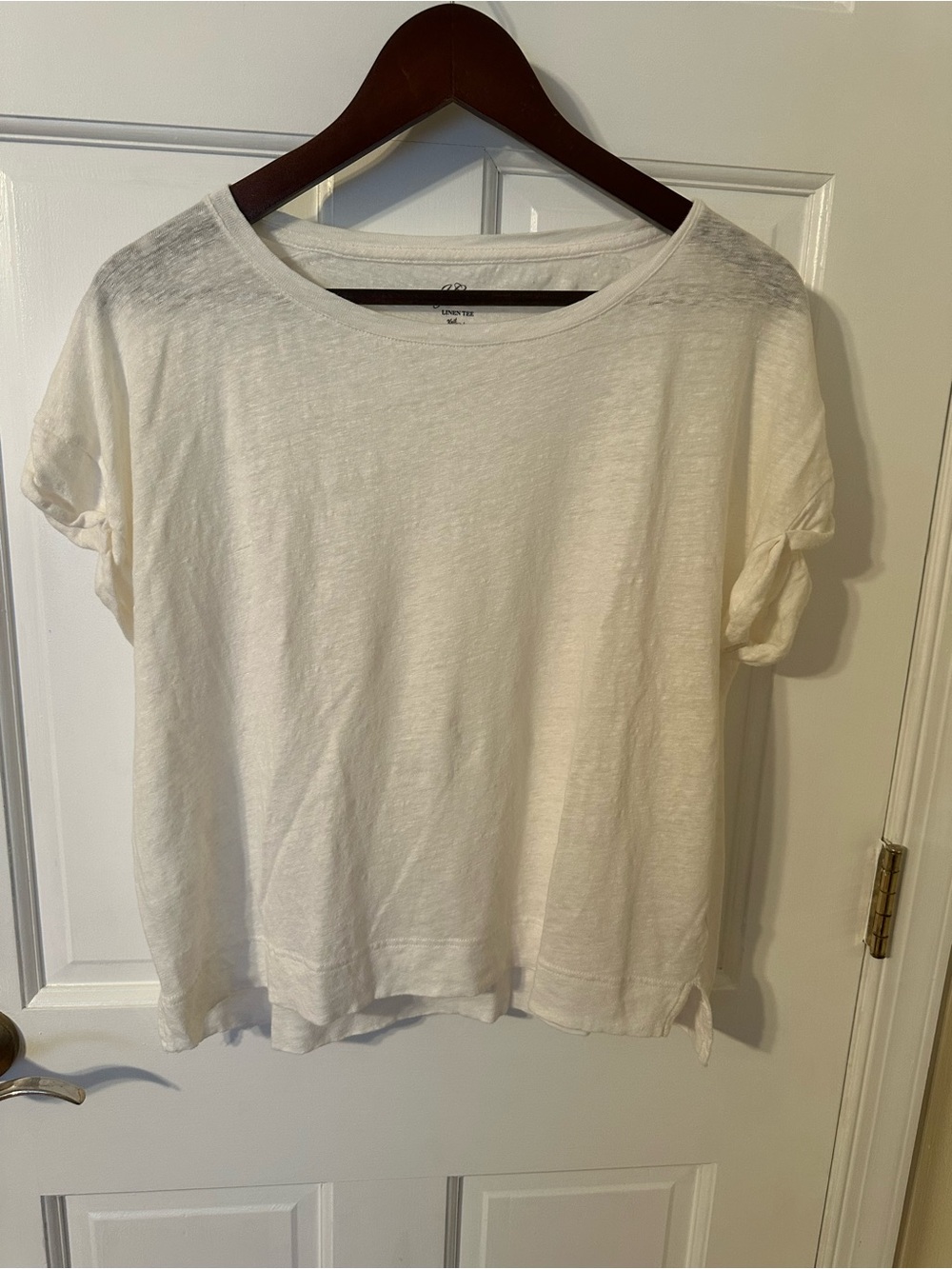 J. Crew White Short-Sleeve Linen Tee
